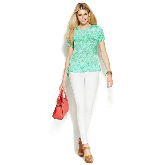 New! MICHAEL KORS Women's Leopard Print Peplum-Back Top Blouse Short Sleeve - Picture 3 of 7